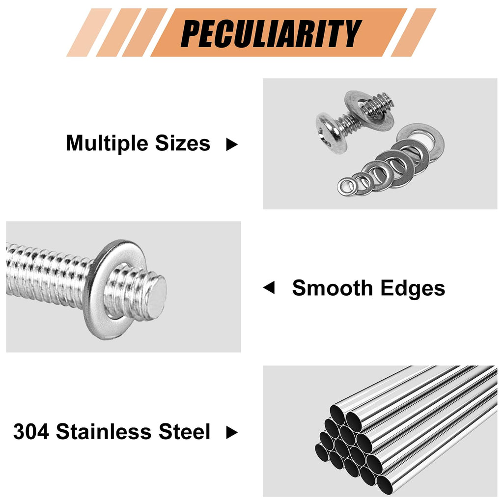 WEGOUP 900 Pcs Stainless Steel Flat Washers for Screws, Assorted Sizes