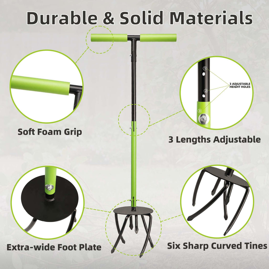KLDOLLAR Hand Tiller Cultivator, Manual Twist Tiller with Sharp Arrow Tines