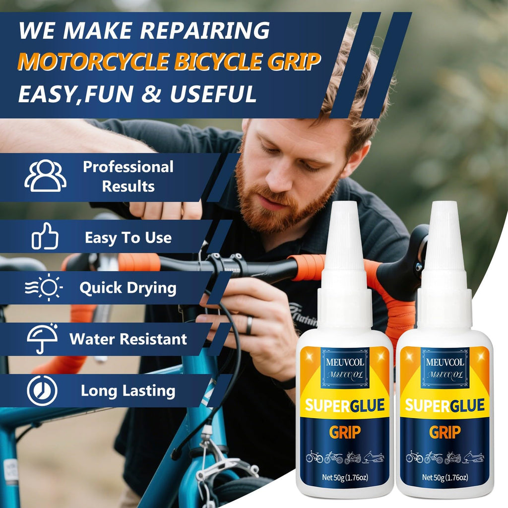 Grip Glue 100g, Instant Handlebar Grip Glue for Dirt Dikes, Motorcycle, Ebike, Bicycle, Heavy Duty Handle Grip Adhesive for ATV Grips,Tool Handle,Snowmobile