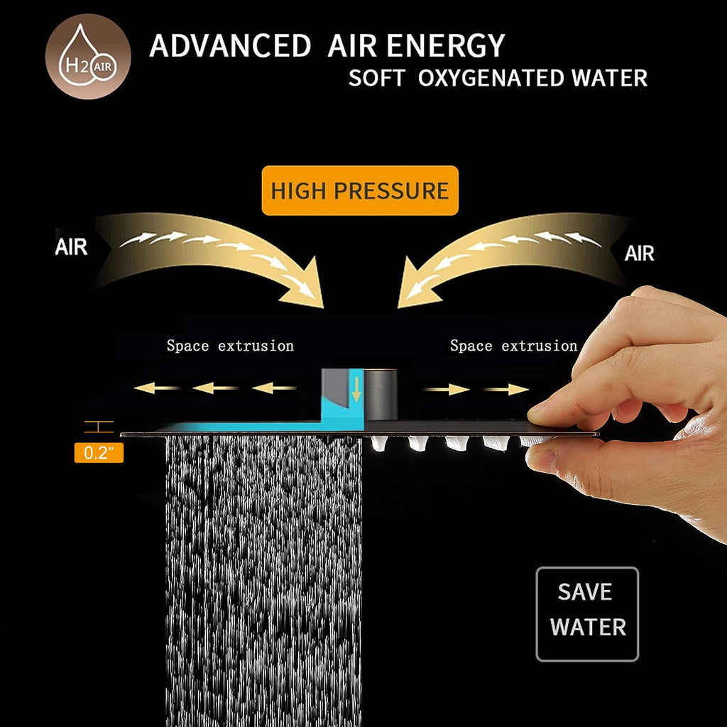 BESy 8 Inch Rain Shower Head, 8" Square Rainfall & High Pressure Stainless Steel Bath Showerhead, 1/16" Ultra Thin, Waterfall Full Body Coverage with Silicone Nozzle, Oil Rubbed Bronze Finish
