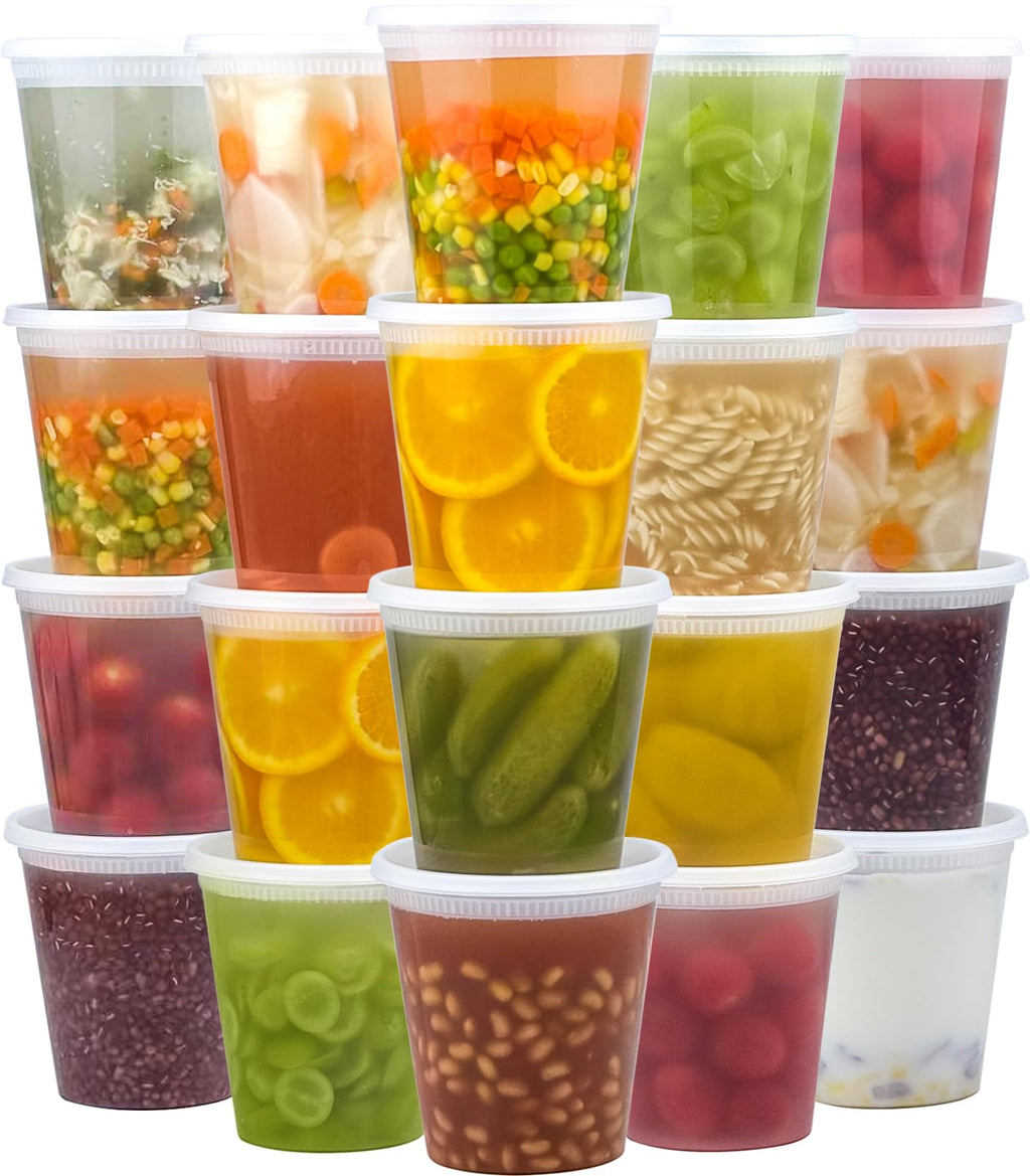 Dealusy 50 Set 32 oz Deli Containers with Lids, Leak-Proof BPA Free Plastic Take Out Bowls, Food Storage Containers for Takeout Meal Prep Storage, Freezer, Microwave & Dishwasher Safe