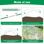 Garden Hoops for Raised Beds, Splinter-Free Fiberglass Greenhouse Hoops Grow Tunnel, 36 Pcs Adjustable Frame for Row Cover & Bird Netting, Rust-Proof DIY Outdoor Plant Stakes