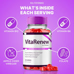 VitaRenew Advanced Gummies for Skin Health, VitaRenew Gummies for Skin Health - Maximum Strength, Keto+ ACV Gummys, All Natural Support Formula Keto+ACV, Vita Renew Gummy Reviews (3 Pack)
