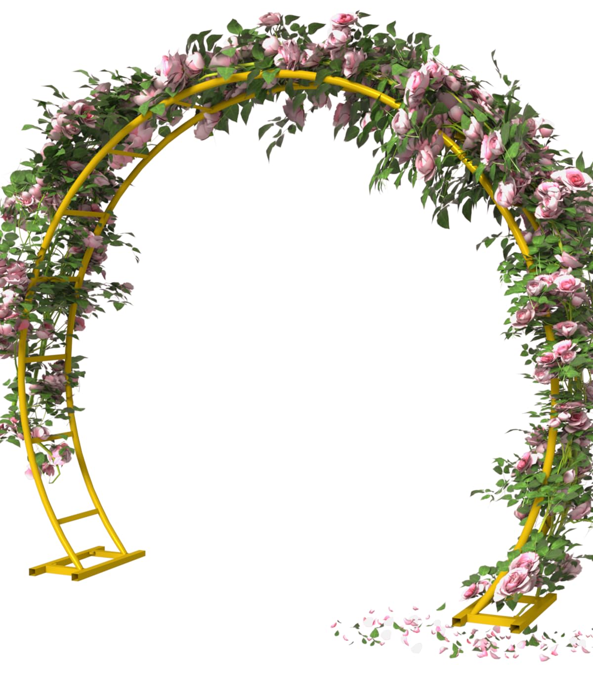 Queension Metal Arch Backdrop Stand 8Ft Wide 7Ft High, Wedding Arch Frame for Wedding Decorations, Balloon Arch Stand with Base for Ceremony, Outdoor Garden Arch Trellis for Climbing Plants, Gold