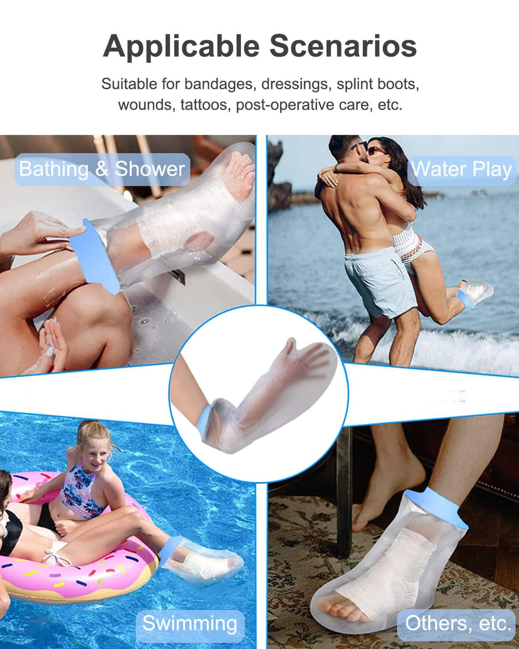 CureSquad Cast Covers for Shower Arm, Waterproof Cast Cover Arm Adult, Soft Comfortable Cast Protector for Shower, Reusable Elastic Cast Bag for Bandage, Wound Care Supplies, After Surgery Gifts