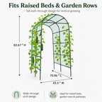 FOLLOOK Garden Arch Trellis for Climbing Plants Outdoor, 7.8 ft, Black