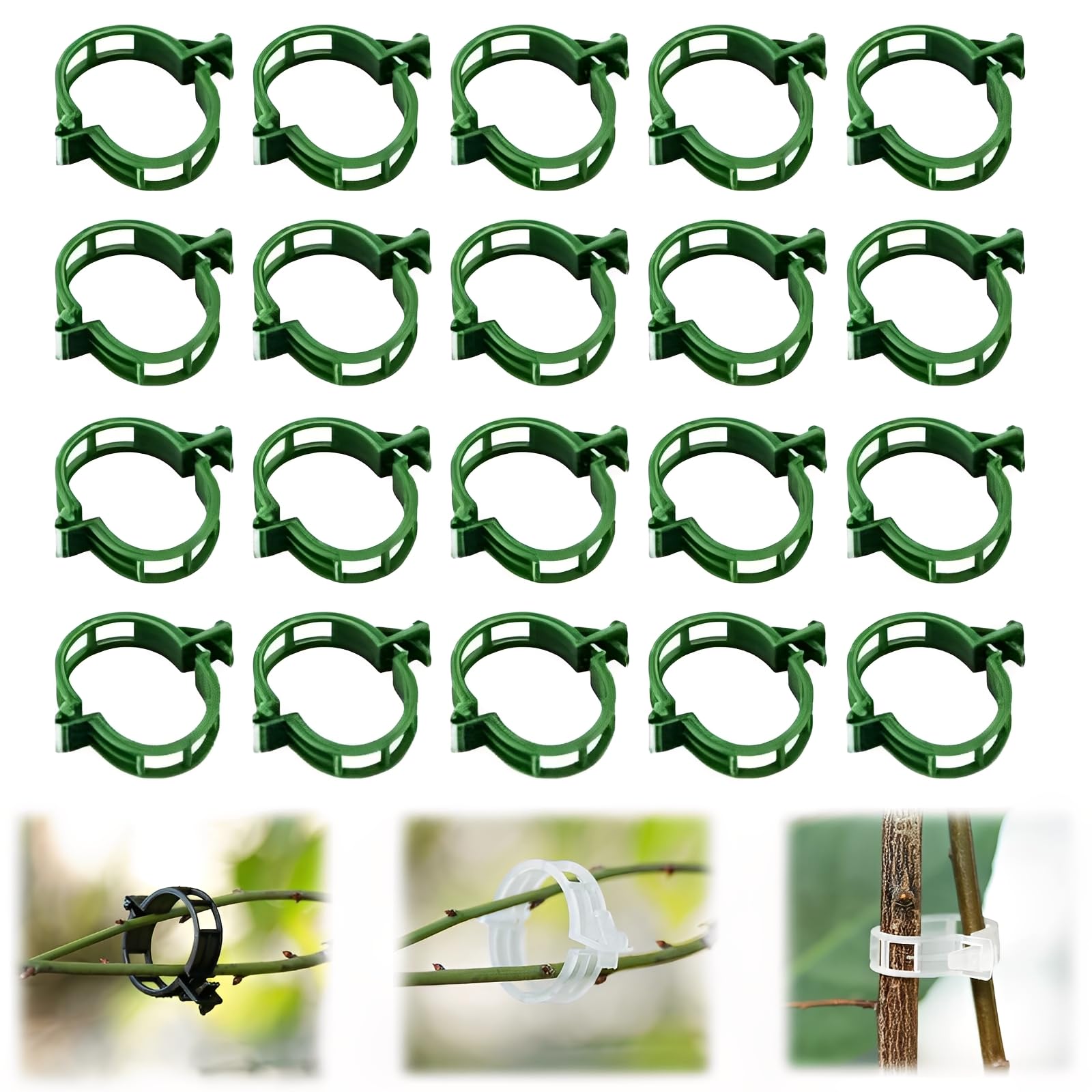 50Pcs Secured Plastic Plant Clip, 2026 Upgrade Plant Support Clips Reusable Garden Clips, Garden Clips for Climbing Plants Tomato Grape Vine Vegetables Plant Fixing Clips (50, Green)