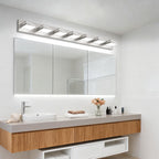 LKHF LED Modern Bathroom Vanity Light Fixtures, Dimmable Brushed Nickel Vanity Lights for Bathroom Lighting Fixtures Over Mirror, with 360° Rotatable Acrylic Heads 7-Light 48-inch (Cool White 6000K)