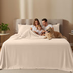 Queen Sheets Set, 4 Pieces 16" Deep Pocket Hotel Luxury Bed Sheets, Beige