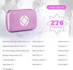 277PCS Compact Emergency First Aid Kit for Car Business Travel Size Backpacking Gear Bag Camping Essentials Survival Kit Supplies for Road Trips, Hiking, Outdoor Play Pink AMORNING