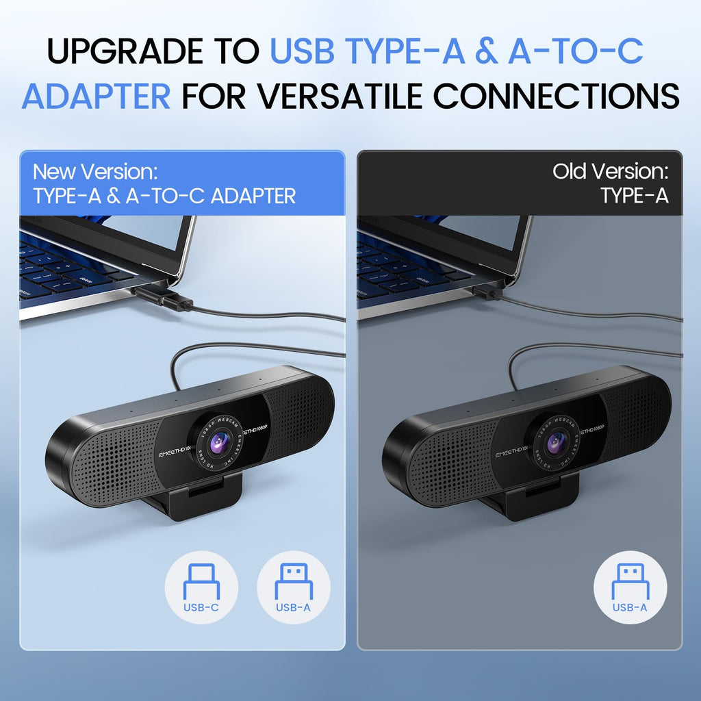 EMEET C960 1080P Webcam with Microphone, 2 Mics, 90° FOV, Computer Camera