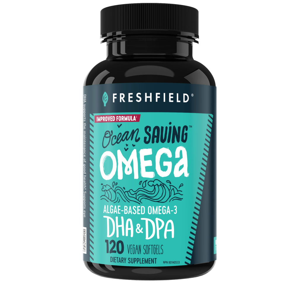 Freshfield Omega 3, DHA Supplements, Algae Oil, Vegan Omega, Ocean Saving Fish Oil Replacement, Sustainably Sourced, Highest Levels of DHA per Capsule, w/DPA