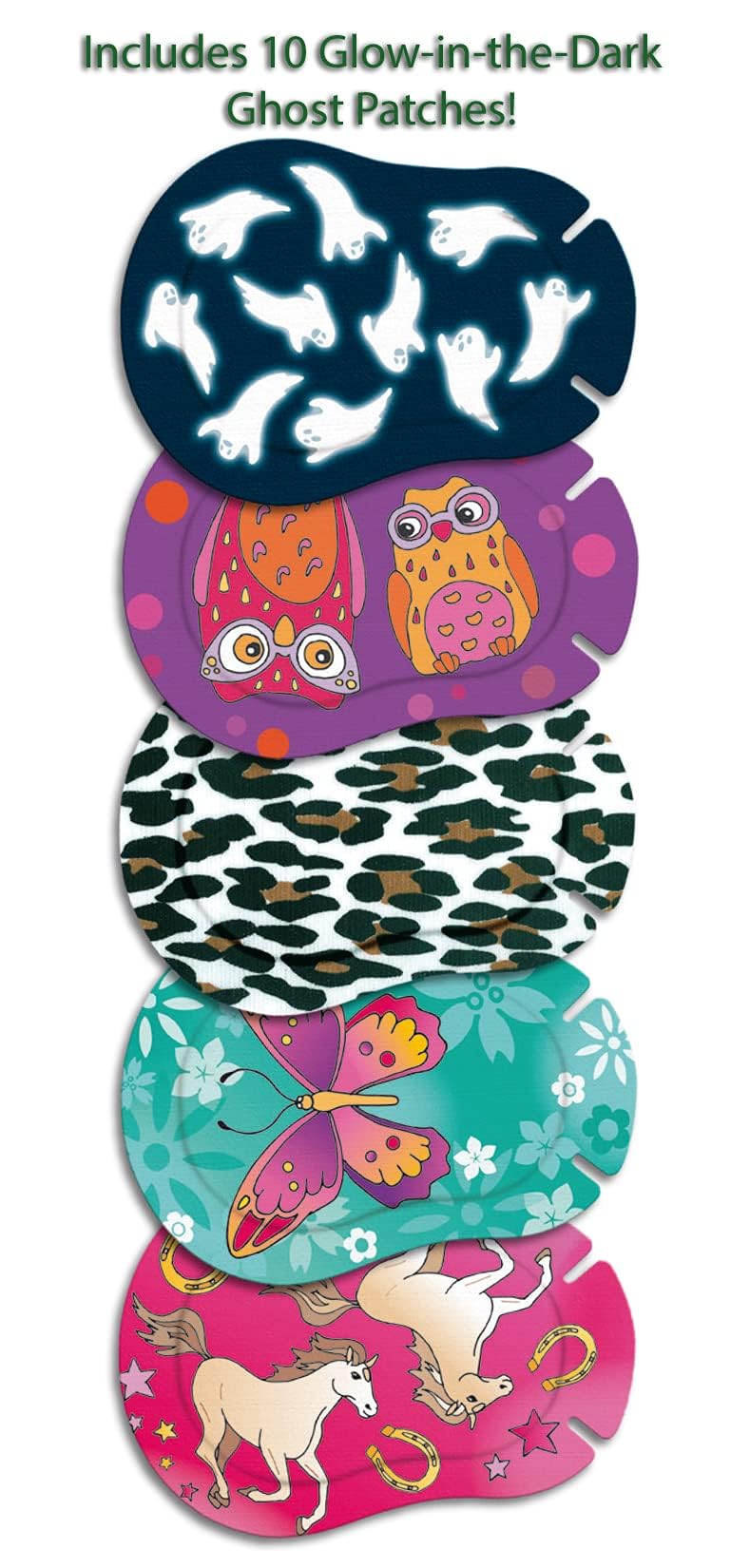 Ortopad® Bamboo Girls Eye Patches, 50/Box (Regular Size, 4+ yrs) Ghosts/Owls Pack
