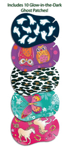 Ortopad® Bamboo Girls Eye Patches, 50/Box (Regular Size, 4+ yrs) Ghosts/Owls Pack