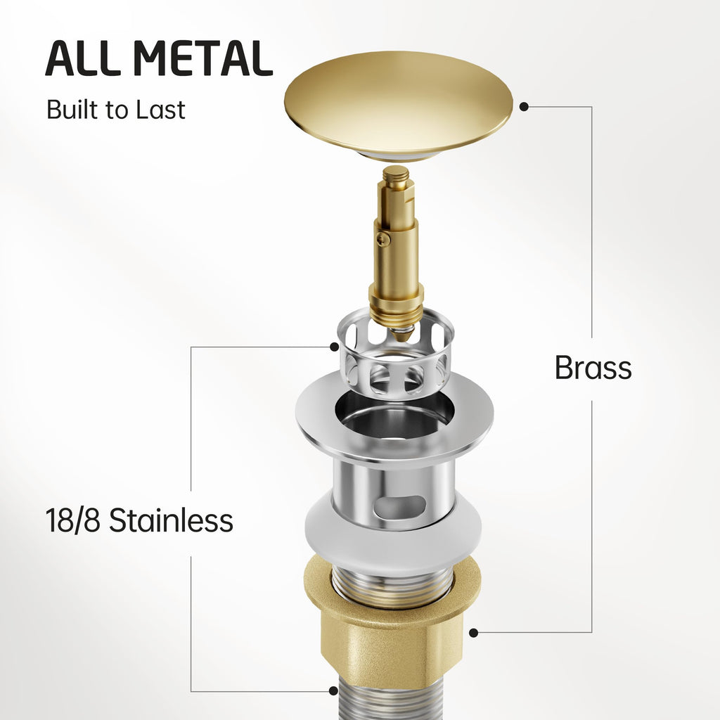 KES Bathroom Sink Drain with Strainer Basket Hair Catcher Anti Clog Pop Up Drain Stopper Vanity Vessel Sink Without Overflow, Polished Chrome S2013D-CH