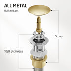KES Bathroom Sink Drain with Strainer Basket Hair Catcher Anti Clog Pop Up Drain Stopper Vanity Vessel Sink Without Overflow, Polished Chrome S2013D-CH