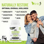 VITINITY Grass Fed Bovine Colostrum Capsules for Humans - Natural IgG Colostrum Supplement for Gut Health, Immune Support, Muscle Recovery & Wellness | Pure Colostrum Superfood, Unflavored (120 Count)