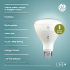 GE LED+ Battery Backup LED Light Bulbs, Emergency Light Bulb for Power Outages + Flashlight, BR30 Indoor Floodlights (3 Pack)