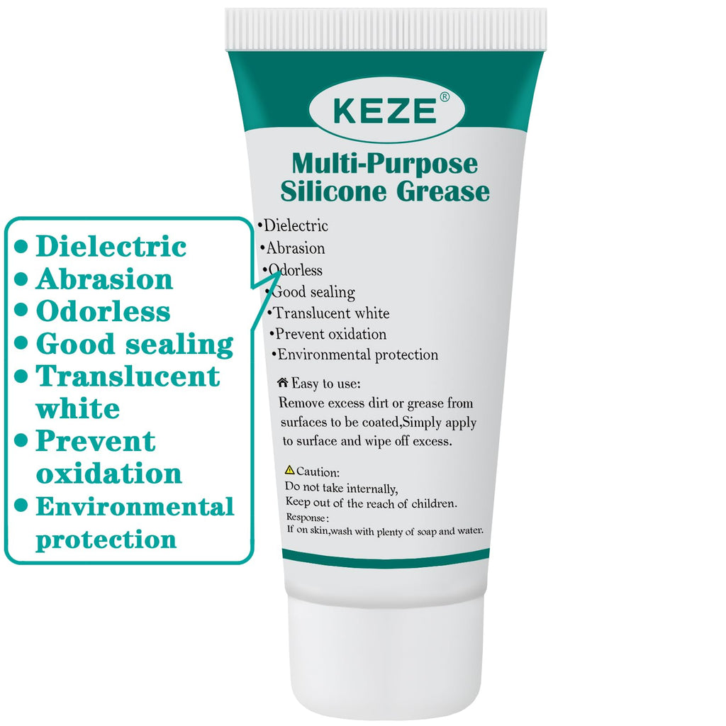 KEZE 92003 Silicone Grease with PTFE,Teflon-Based Lubricant Silicon Grease Tube for Machine Automotive Rubber Seals 3D Printer Plastic Gear Parts Sliding Door Window Track,Plumbing Faucet O Ring 1 oz