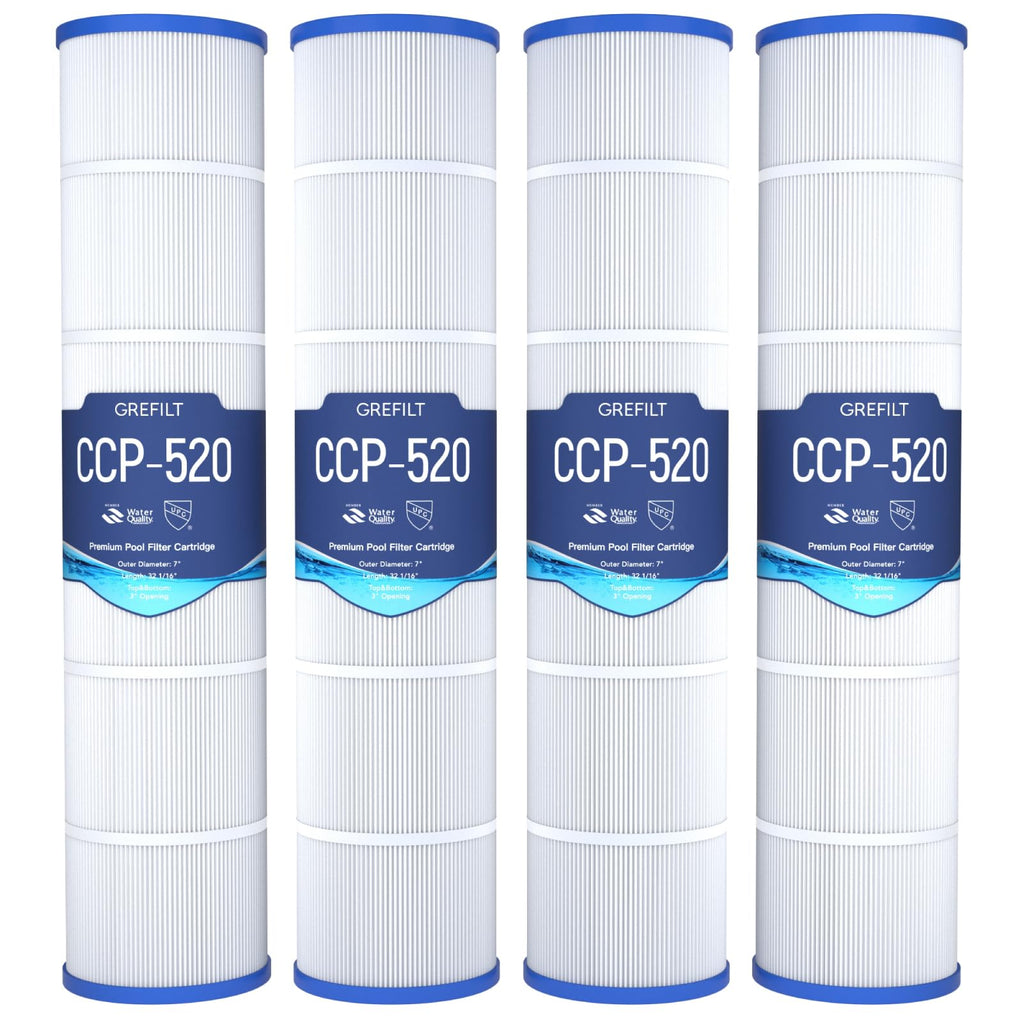 Grefilt 4-Pack CCP520 Pool Filter Cartridges, Compatible with Pentair Clean & Clear Plus 520, Replaces Pentair R173578, Pleatco PCC130, 520 sq.ft