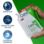 CeraVe Hydrating Cream To Foam Cleanser, Makeup Remover Face Wash For Dry Skin, Foaming Facial Cleanser With Hyaluronic Acid, Normal To Dry Skin, Fragrance Free & Non Comedogenic, 16 Ounce Refill