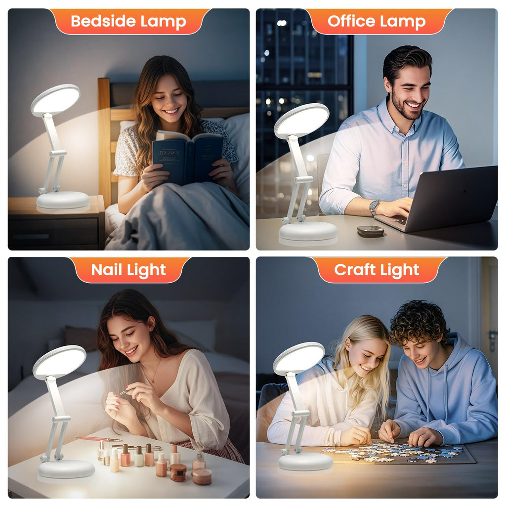 One Fire Cordless Desk Lamp,Dimmable Small Battery Powered Lights,3600mAh Rechargeable Wireless Table Lamp,Mini Lamp&Portable Light for Bed,Book Reading,Home for Small Spaces,Nail Light,Craft,Office