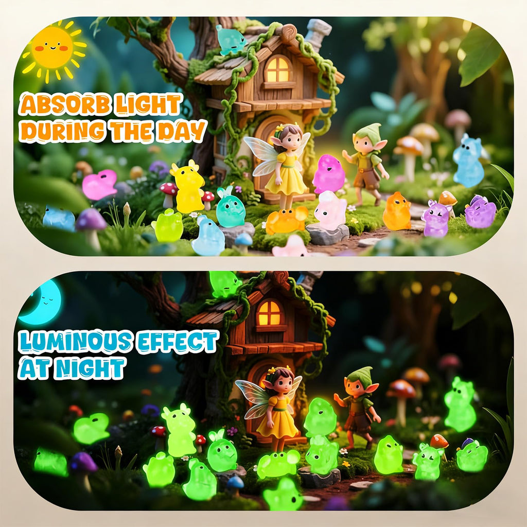 100PCS Mini Glow in The Dark Resin Animals, Blind Bags, Mini Resin Animals for DIY Fairy Garden Micro
