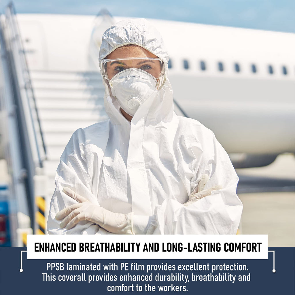 Medical Nation Hazmat Suits Disposable | 25 Pack | Protective Coveralls with Attached Hood and Boots | Heavy Duty Full Body Painters Suit for Adults - Breathable & Water Resistant | Extra Large