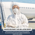 Medical Nation Hazmat Suits Disposable | 25 Pack | Protective Coveralls with Attached Hood and Boots | Heavy Duty Full Body Painters Suit for Adults - Breathable & Water Resistant | Extra Large
