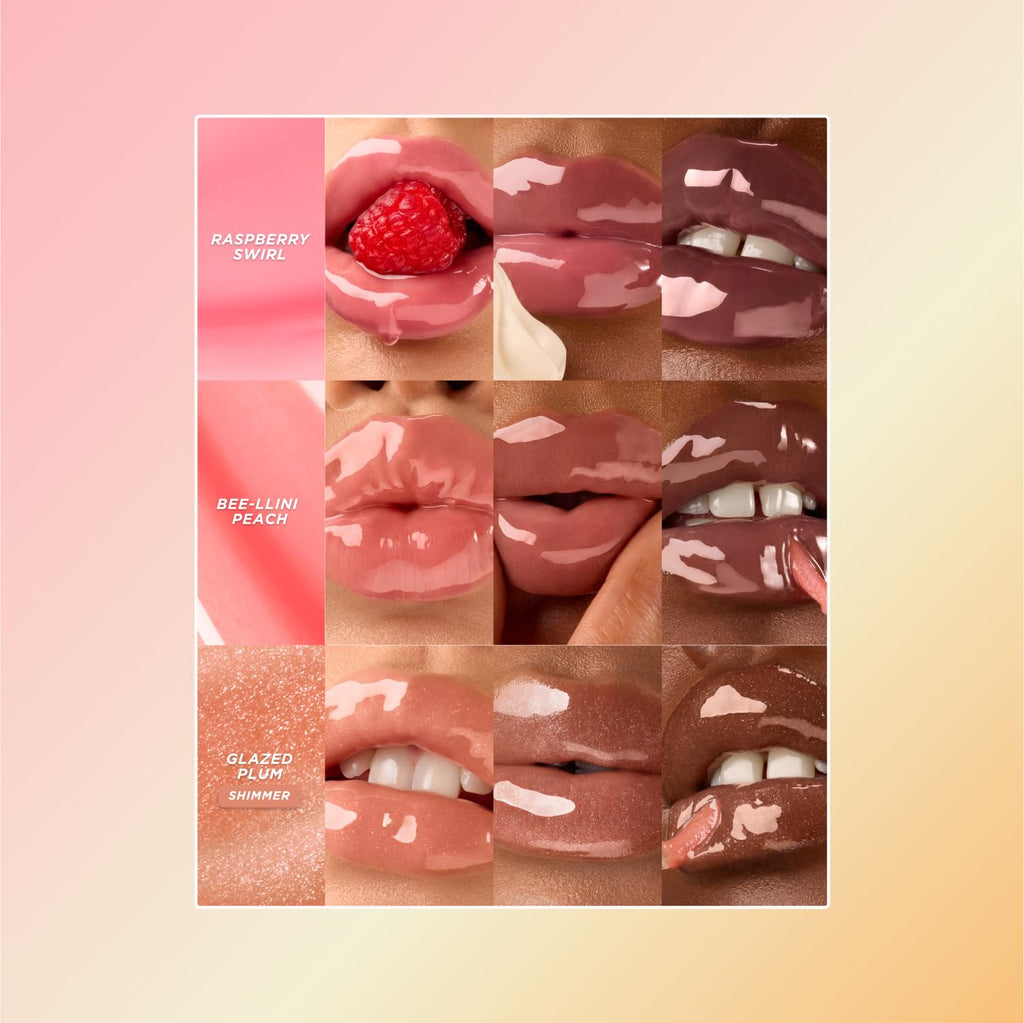 Gisou Honey Infused Hydrating Lip Oil, Nourishing Lip Moisturizer for Dry Lips (Glazed Plum)