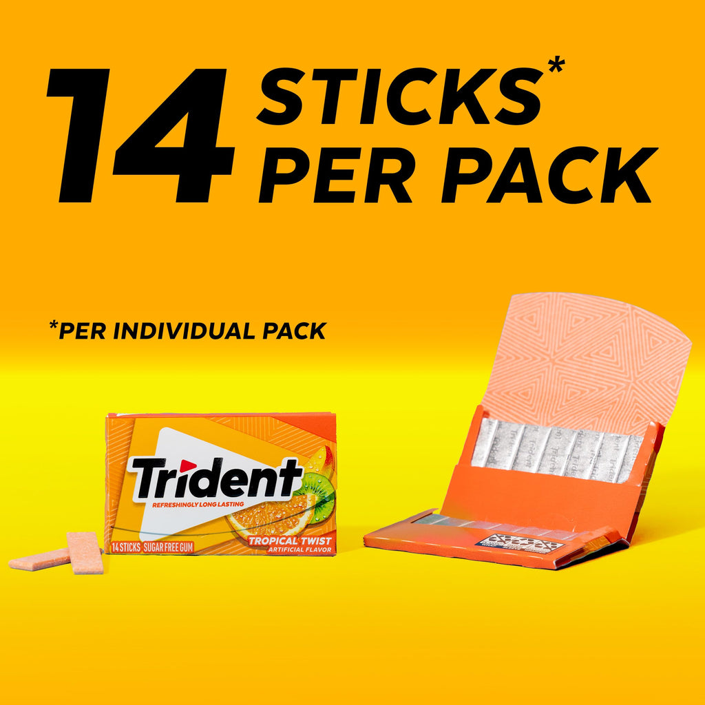 Trident Tropical Sugar-Free Gum, 12 Packs of 14 Pieces (168 Total Pieces)