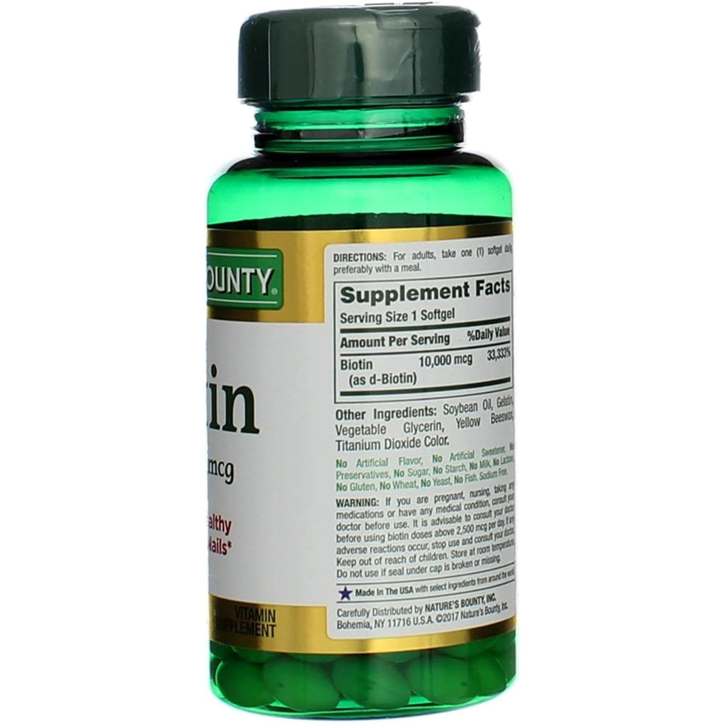 Nature's Bounty Biotin 10000 mcg Ultra Strength, Rapid Release Liquid Softgels 120 ea (Pack of 2)