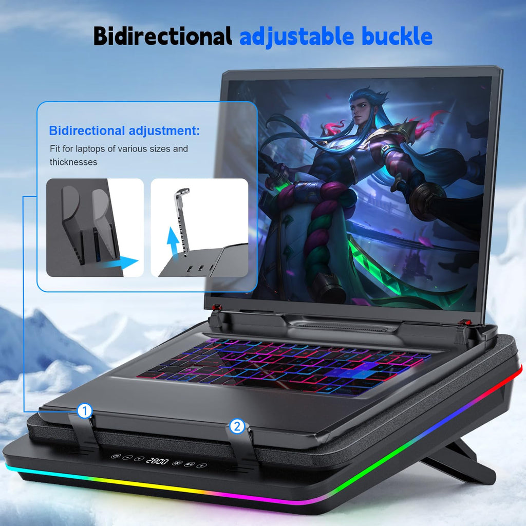 IETS GT600 RGB Laptop Cooling Pad with Giant Turbo Fan (5.5" Diameter), Sealed Foam for Fast Cooling, Laptop Cooler
