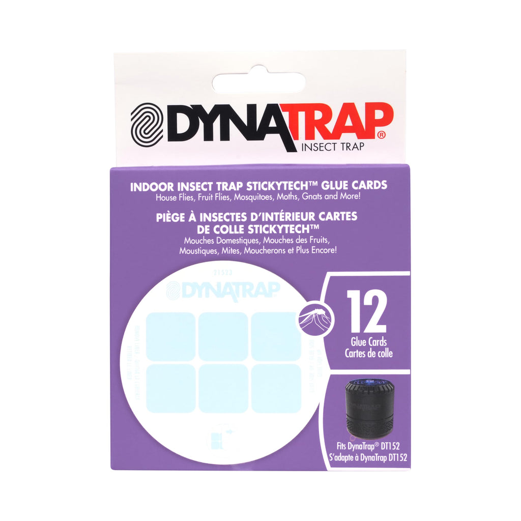 Dynatrap Official Replacement StickyTech Glue Cards for Dynatrap DT152 Indoor Insect Trap and Killer – Catches and Kills Fruit Flies, Gnats, Moths, Mosquitoes & Other Flying Insects, 21523 - 12 Pack