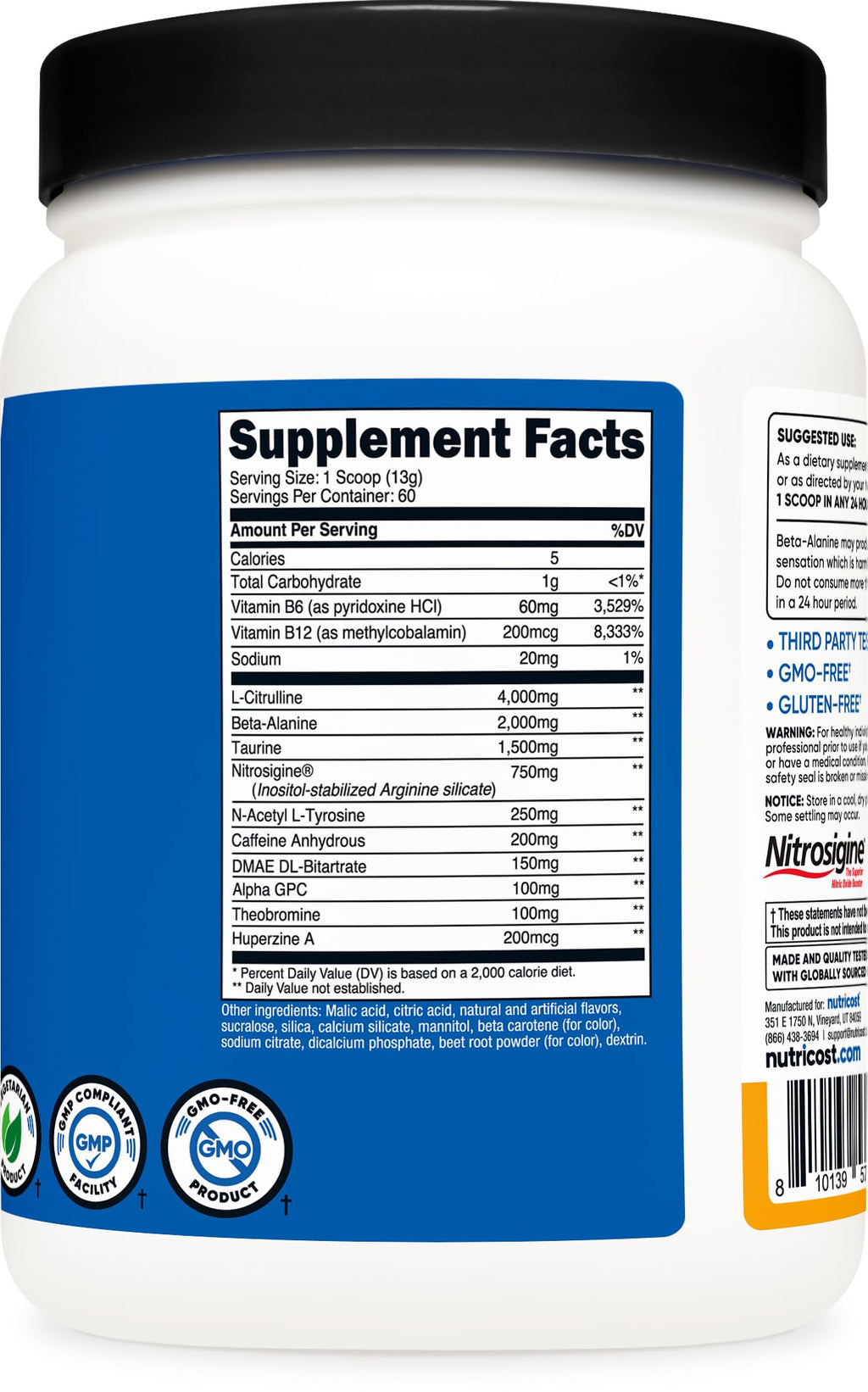 Nutricost Pre-Workout Complex Powder (60 Servings, Peach Mango) - Pre-Workout Supplement with Beta-Alanine, Taurine & Amino Acids