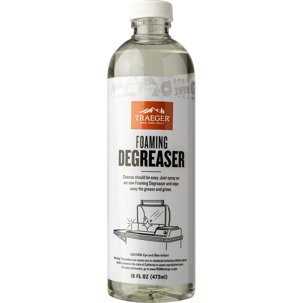 Traeger Grills Deep Cleaning Kit - Exterior Detailing Spray (16oz), Foaming Degreaser (16oz), Grill Scraper & Pad, Microfiber Towels, Nitrile Gloves - Tools for cleaning Grill, Smoker, Oven, Griddle