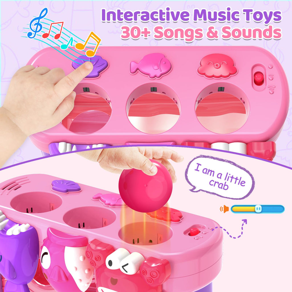 Toys for 1 2 3 Years Old, Interactive Feeding Toy with Music, Montessori Toys for Boy Girl, Musical Cause and Effect Game for 12+ Months, Christmas Birthday Gifts for Baby Toddlers Age 1-3
