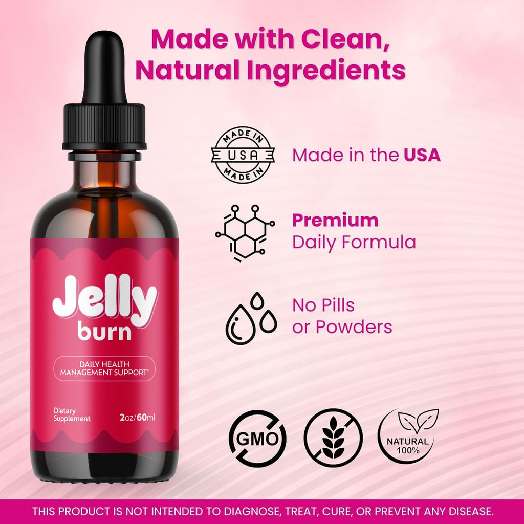 (5 Pack) JellyBurn Drops - Official Jelly Burn Advanced Liquid Supplement Drop Premium Formula - Maximum Strength, All Natural Vitamins Support for Overall Health & Wellness, 5 Bottles for 5 Months