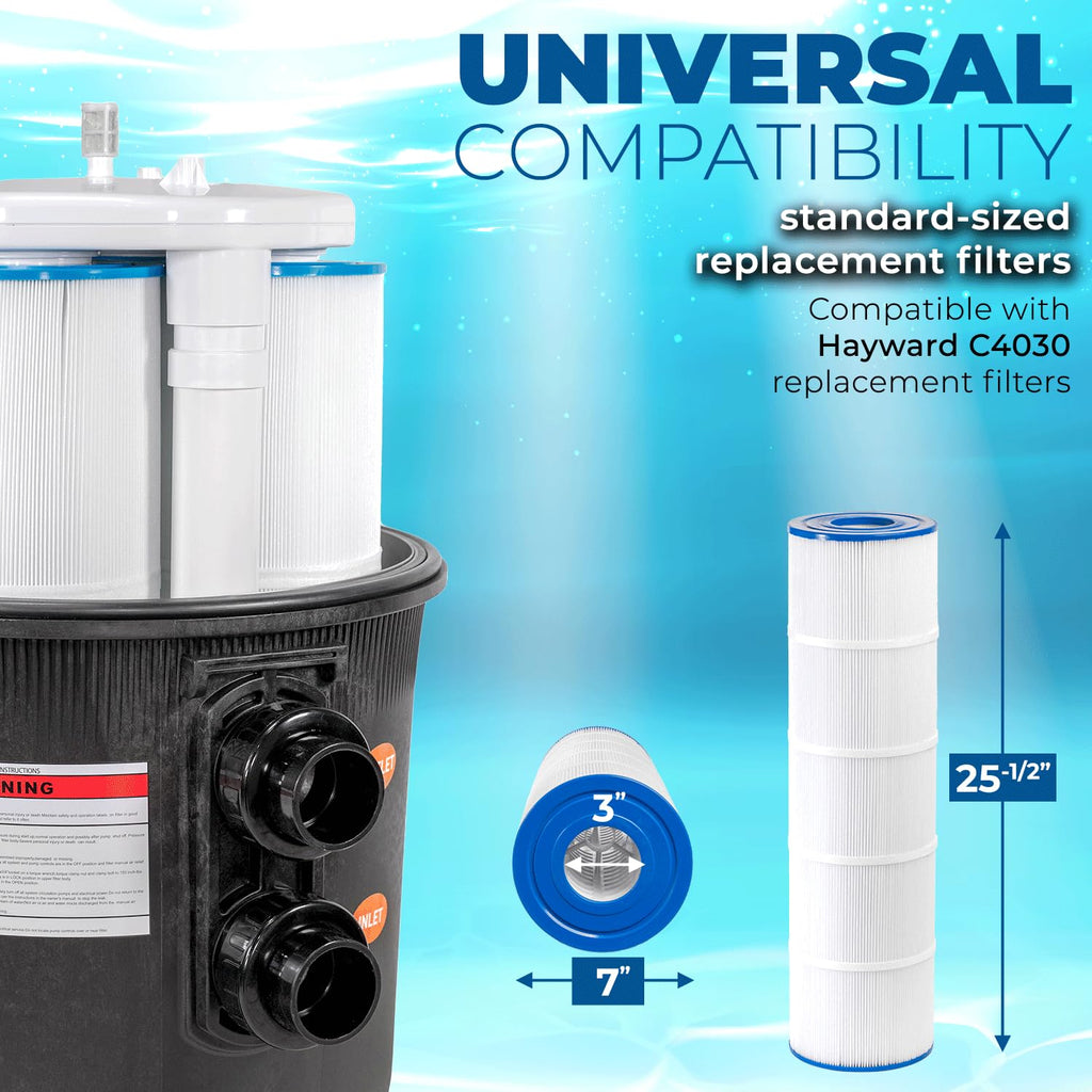 XtremepowerUS 425 SQ/FT Pool Cartridge Filter In-Ground Above Ground Swimming Pool and Spa Filter System (4-Pieces Filter Set) 2" Inlet/Outlet Fitting