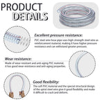 Frienda Heavy Duty Steel Wire Flexible Tubing with Fasteners PVC High Pressure Oil Drain Hose Tube Clear Wire Reinforced for Pond Marine Bilge Pump Garden Pool Vacuum Suction Hose(24.6 Ft, 1 Inch Id)