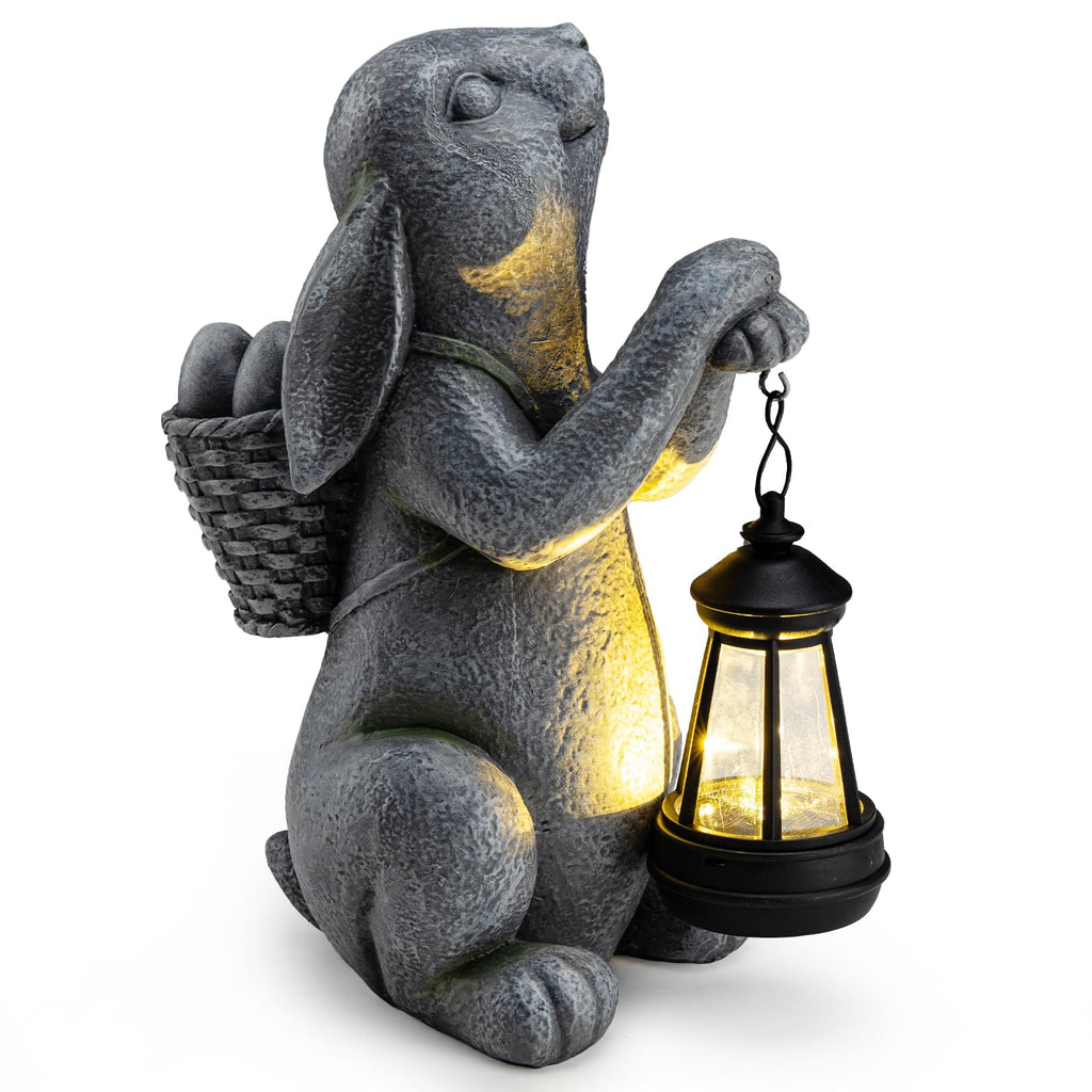 YDKOJGW Solar Garden Outdoor Statues Rabbit with Solar Lantern,Outdoor Bunny Figurines Decorations,Lawn Decor Bunny Statue for Patio, Balcony, Yard Ornament,Unique Housewarming and Easter Gifts