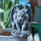 MIBUNG Large Winged Gargoyle Statue with Solar Lights Outdoor Decor, Sitting Gargoyle Monster Dragon Garden Guardian Gothic Creep Scary Sculpture, Patio Yard Lawn Decorations, Valentine's Day Gift