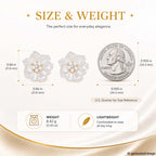 HETICA Camellia Pearl Stud Earrings for Women, White Floral Wedding Gift
