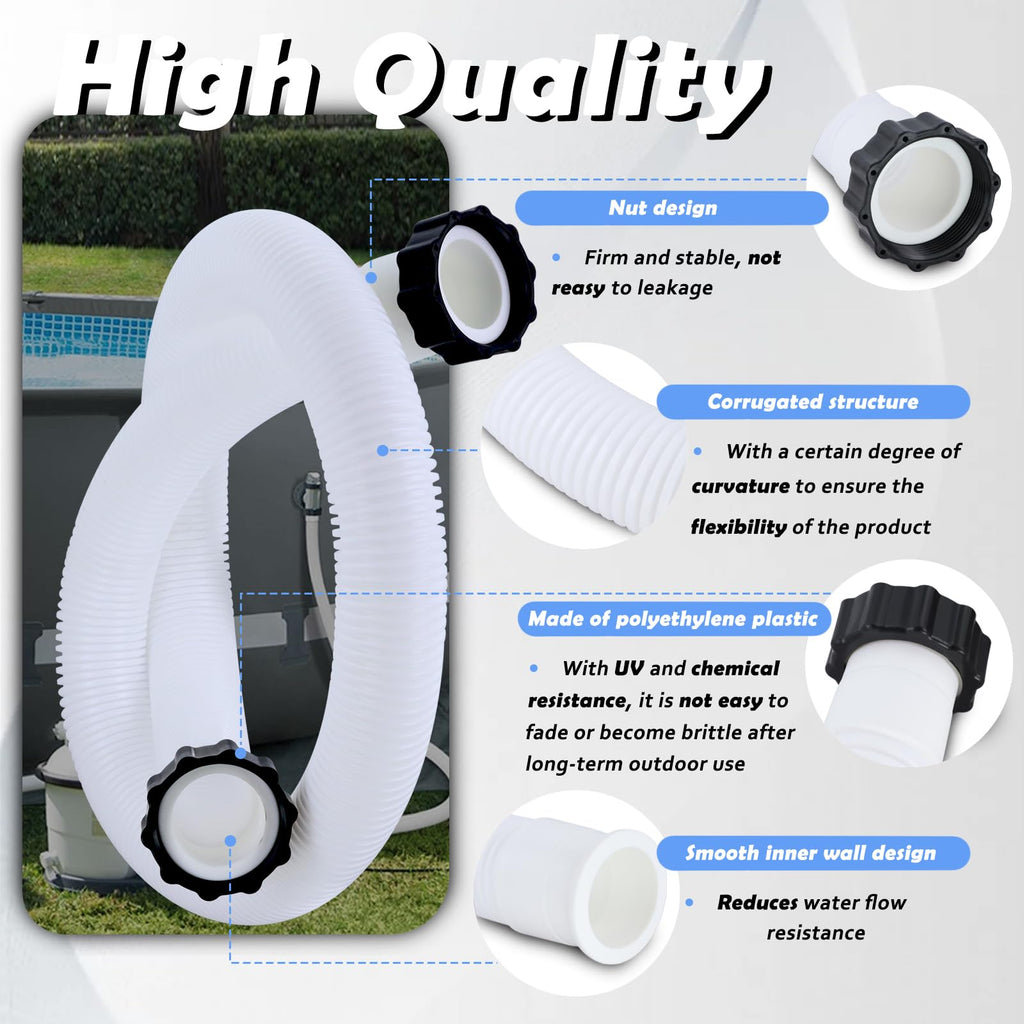 1.5" Pool Pump Hose Compatible with Intex Pump Sand Filters & Saltwater Systems, 29060E Pool Hoses Fit for Coleman Above Ground Pools Parts 59" Long