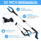 32" Grabber Reacher Tool – 3 Pack Foldable Reacher Grabber Pickup Tools for Seniors, Disabled, Trash Pickup, and Hard-to-Reach Areas, Ergonomic Grip & Lightweight Design（Orange Blue Pink）