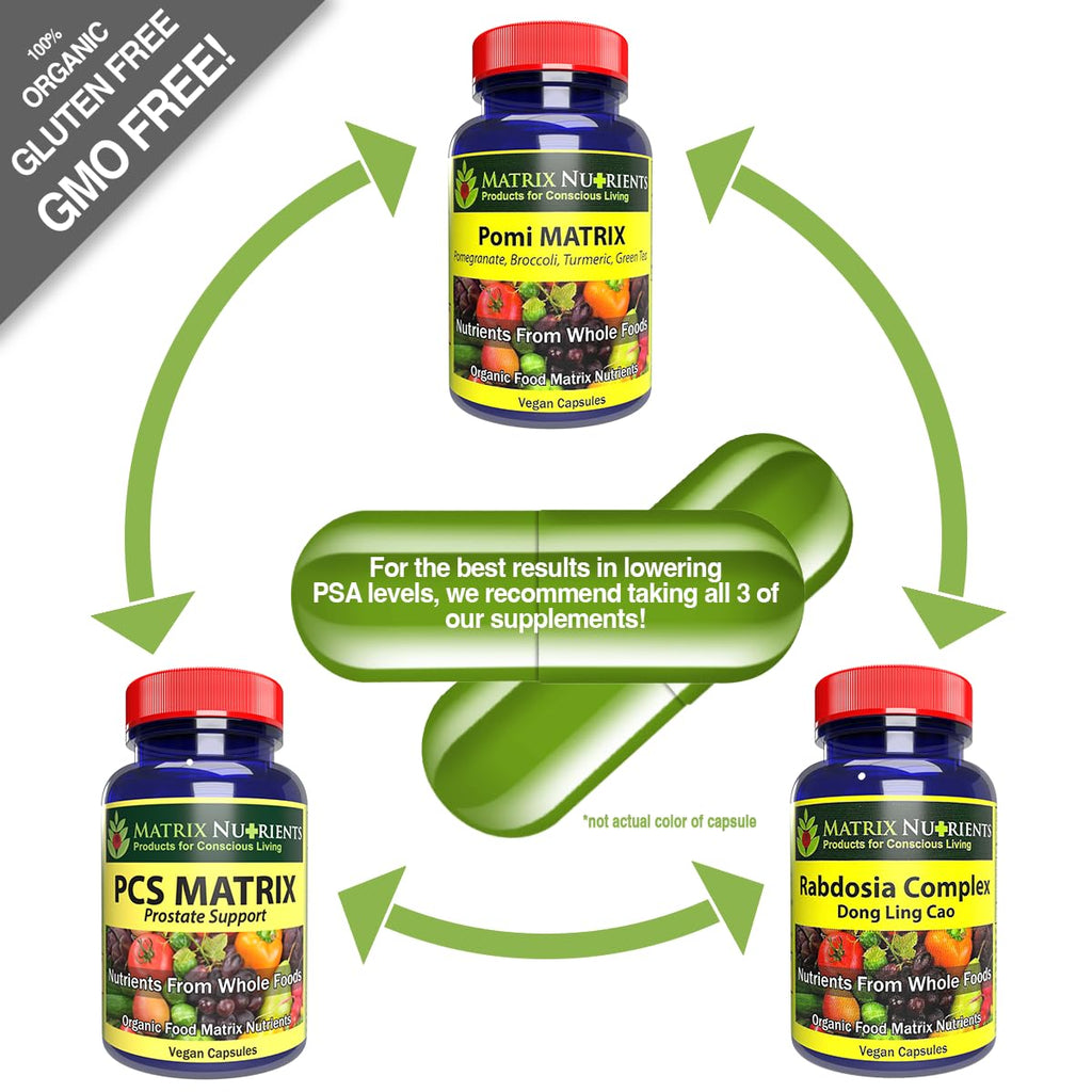 POMI Matrix - 10 Times Stronger Than The Competition! - Lower PSA Levels - See Our LAB Results! - 100% Natural Ingredients: Pomegranate, Green Tea, Turmeric, Broccoli - Vegan Capsules