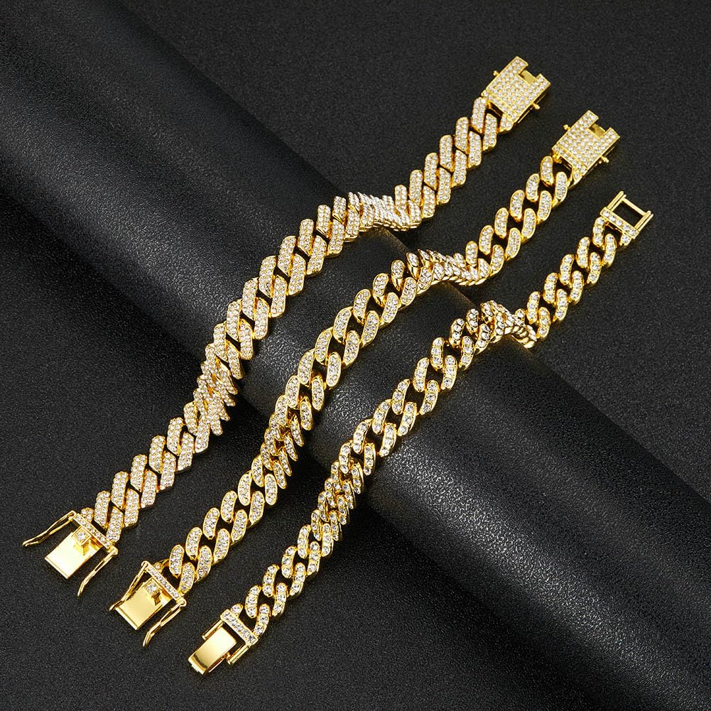 Jacruces 14K Gold Plated Ankle Bracelets for Women Cuban Link Anklets Plus Size Ankle Bracelet Layered Link Anklet Set Rhinestone Bling Anklets Jewelry for Women Gift Set