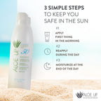 Aloe Up White Collection Continuous Sunscreen Spray SPF 50 Broad Spectrum UVA/UVB Sunscreen Protector for Face and Body with Moisturizing Aloe Vera Gel Reef Safe Coco Mango Fragrance 5.5 Fl. Oz