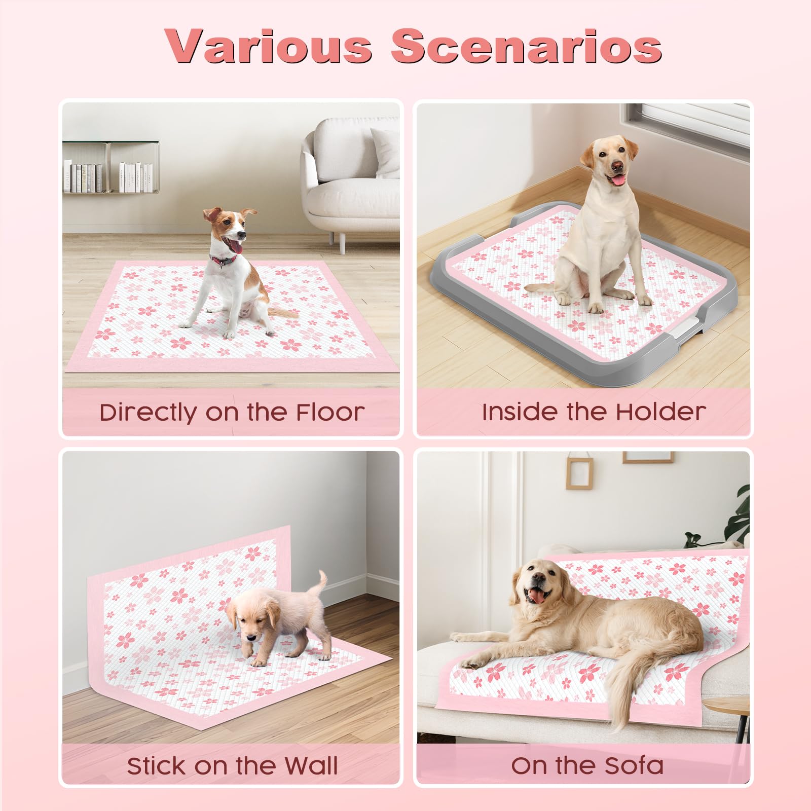 MIZOK Puppy Pads, 36"x36" Dolphin Print Dog Pee Pads Extra Large with Adhesive Tabs, Leak-Proof, 6-Layer Leak-Proof Super Absorbent, Quick-Dry Disposable (30 Count)
