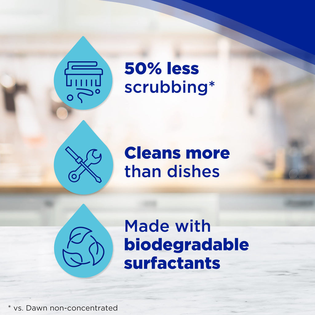 Dawn Ultra Dishwashing Liquid Dish Soap (4x19.4 Fl oz) + Non-Scratch Sponge (2 Count), Original Scent